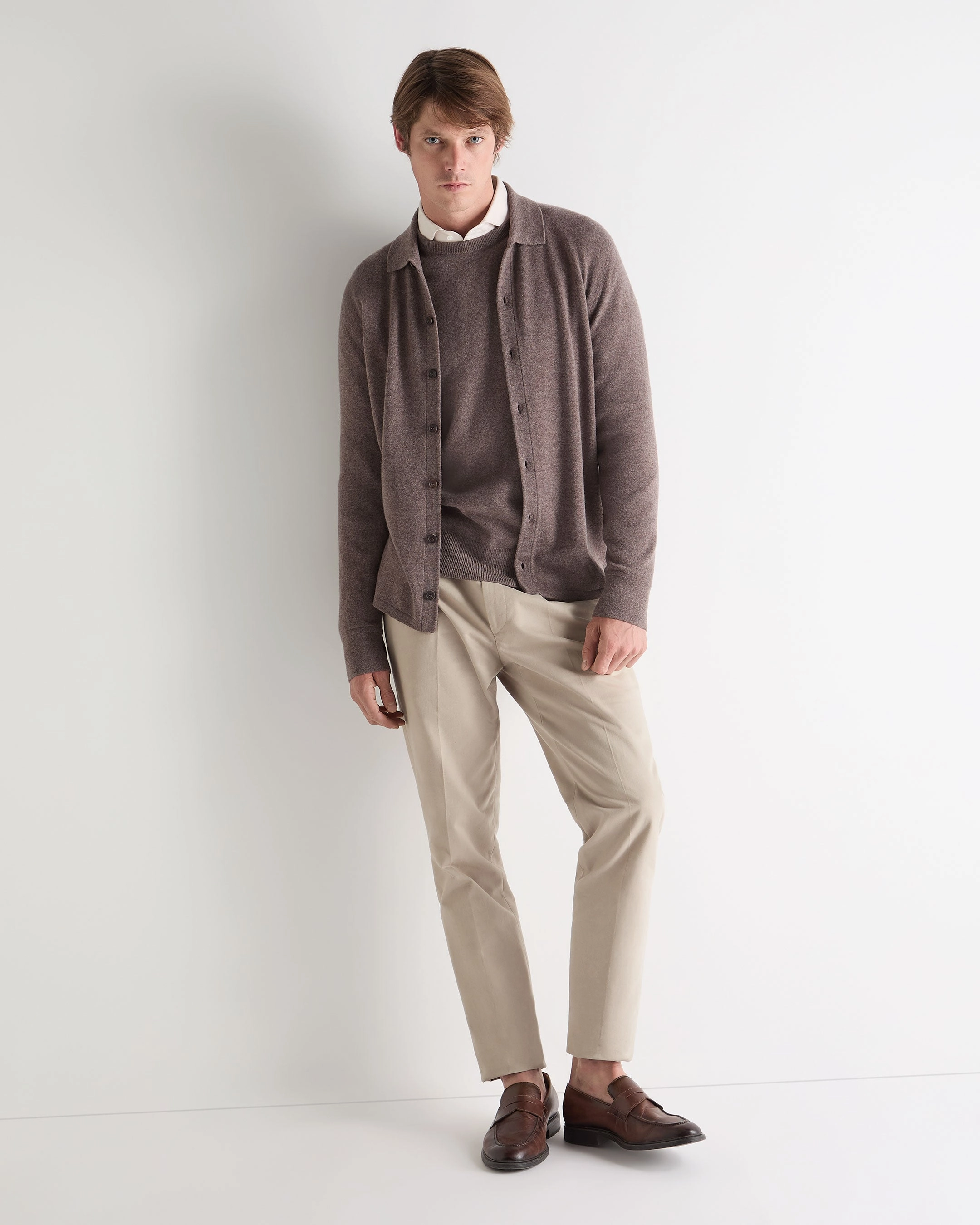 Trending Deals Today Men'S Oxford Round Neck Cashmere Jumper Otter Brown