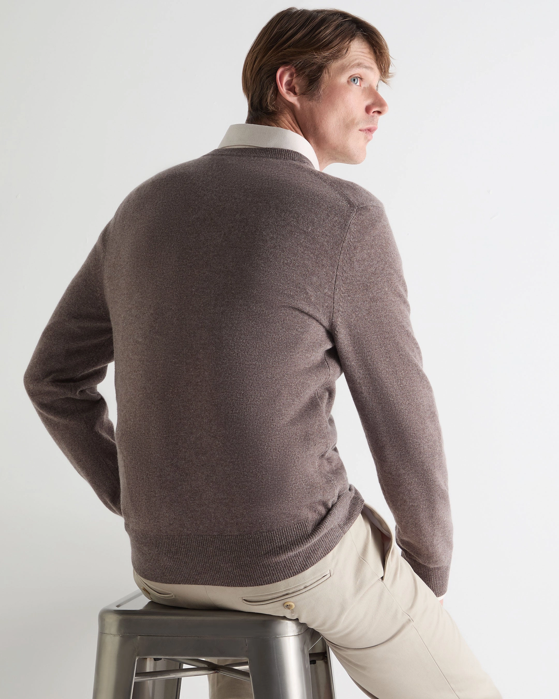 Men'S Oxford Round Neck Cashmere Jumper Otter Brown Instant Discount Online Deal Frenzy
