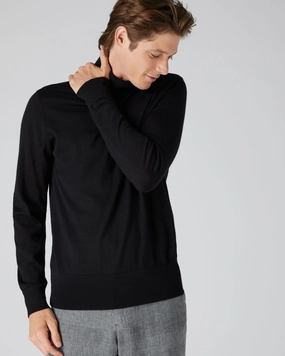 Men'S Pimlico Fine Gauge Cashmere Roll Neck Jumper Black Best Price Today MustHave Items