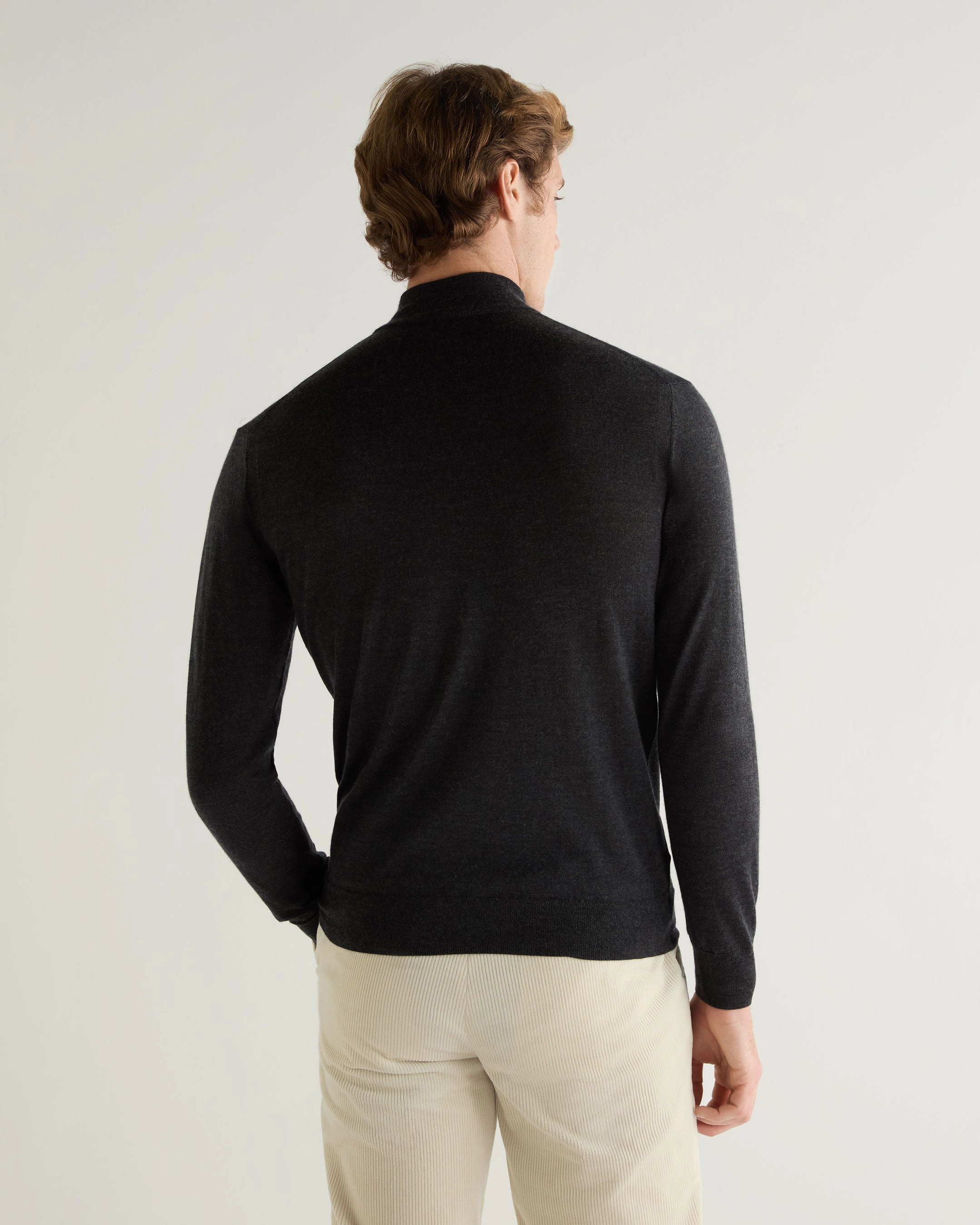 Men'S Pimlico Fine Gauge Cashmere Roll Neck Jumper Dark Charcoal Grey Hot Sale Alert