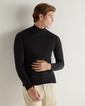 Dont Miss Big Savings Men'S Pimlico Fine Gauge Cashmere Roll Neck Jumper Dark Charcoal Grey