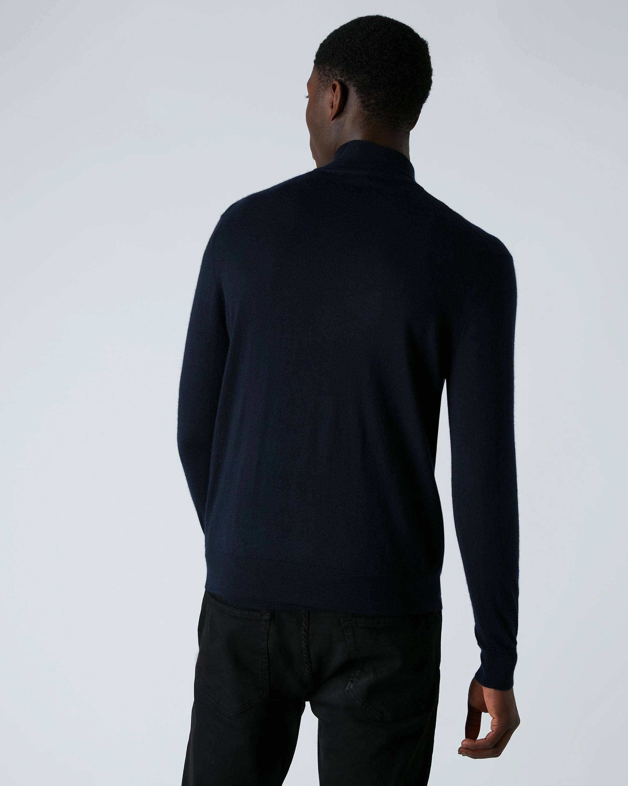 Men'S Regent Fine Gauge Cashmere Half Zip Jumper Navy Blue Today Only Savings Price Slash Today