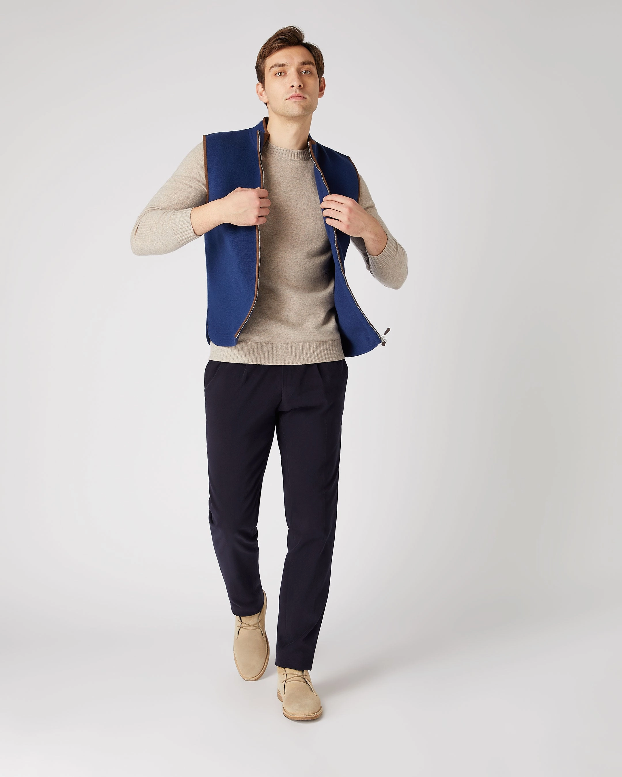 Price Slash Today Men'S Shoreditch Round Neck Cashmere Jumper Oatmeal Brown