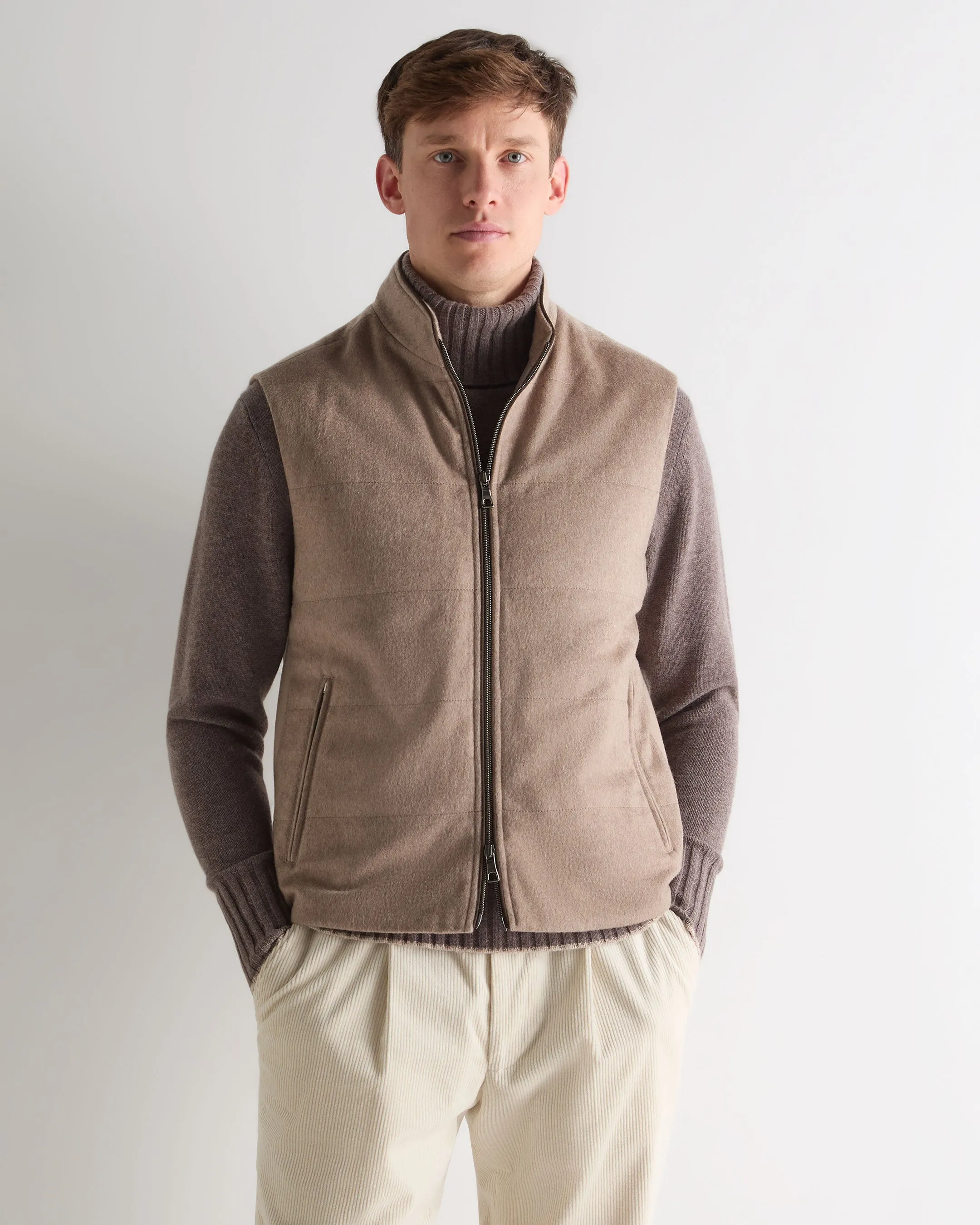 Men'S Belgravia Cashmere Gilet Taupe Brown Mega Discount Today Special Deals Online