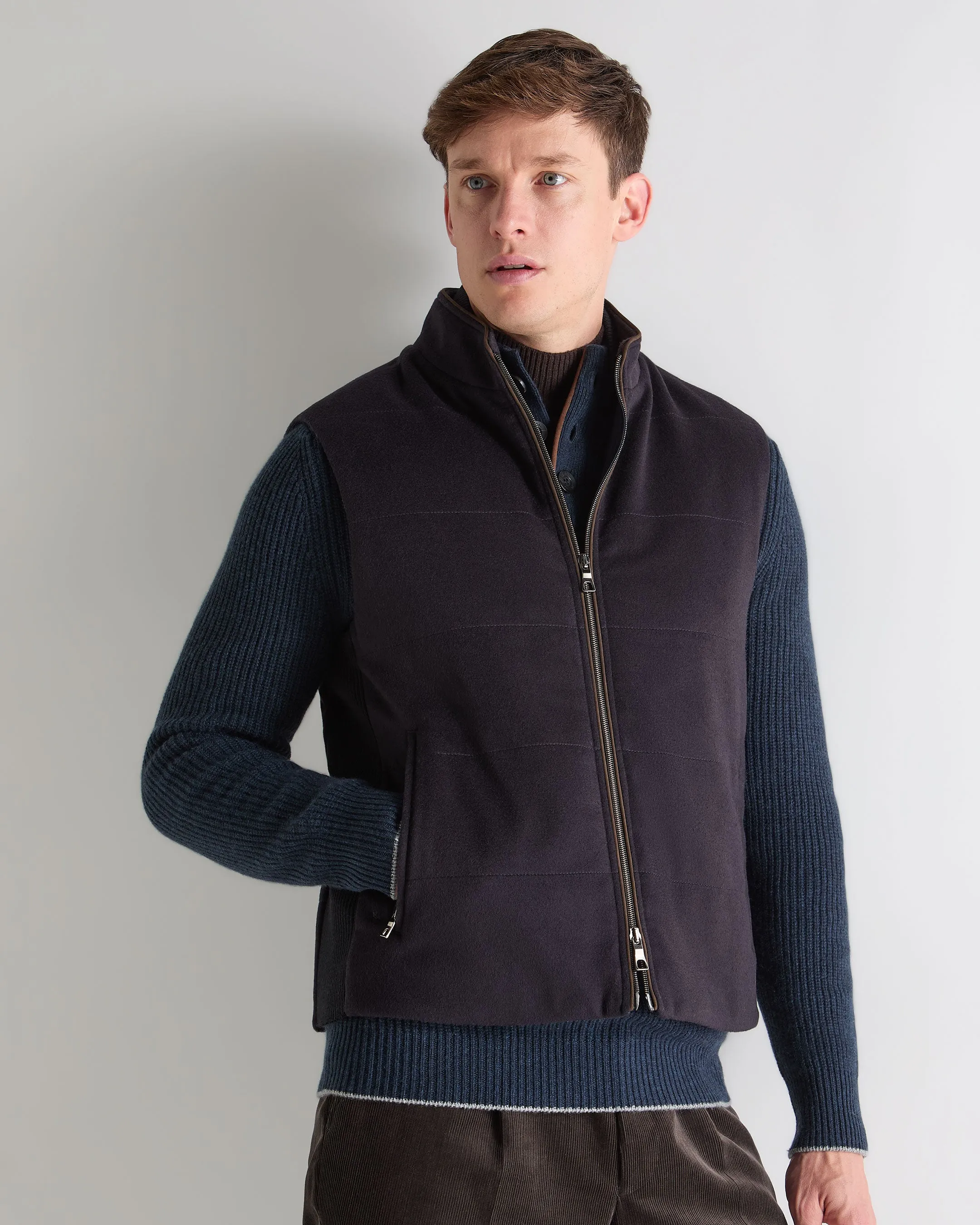 Shop Save Big New Arrival Discount Men'S Belgravia Cashmere Quilted Gilet Navy Blue