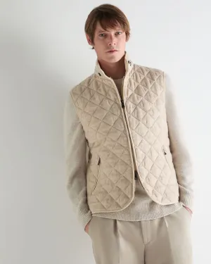 Grab It Now Men'S Diamond Gilet Beige Brown