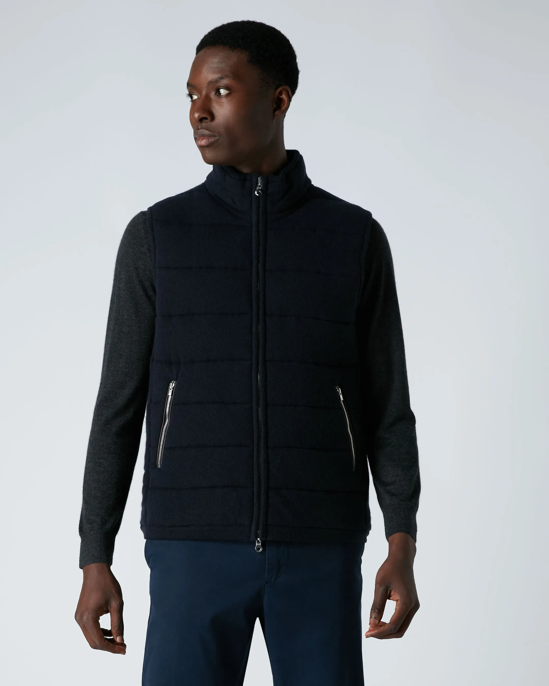 Men'S Mall Cashmere Gilet Navy Blue Instant Hot Deal