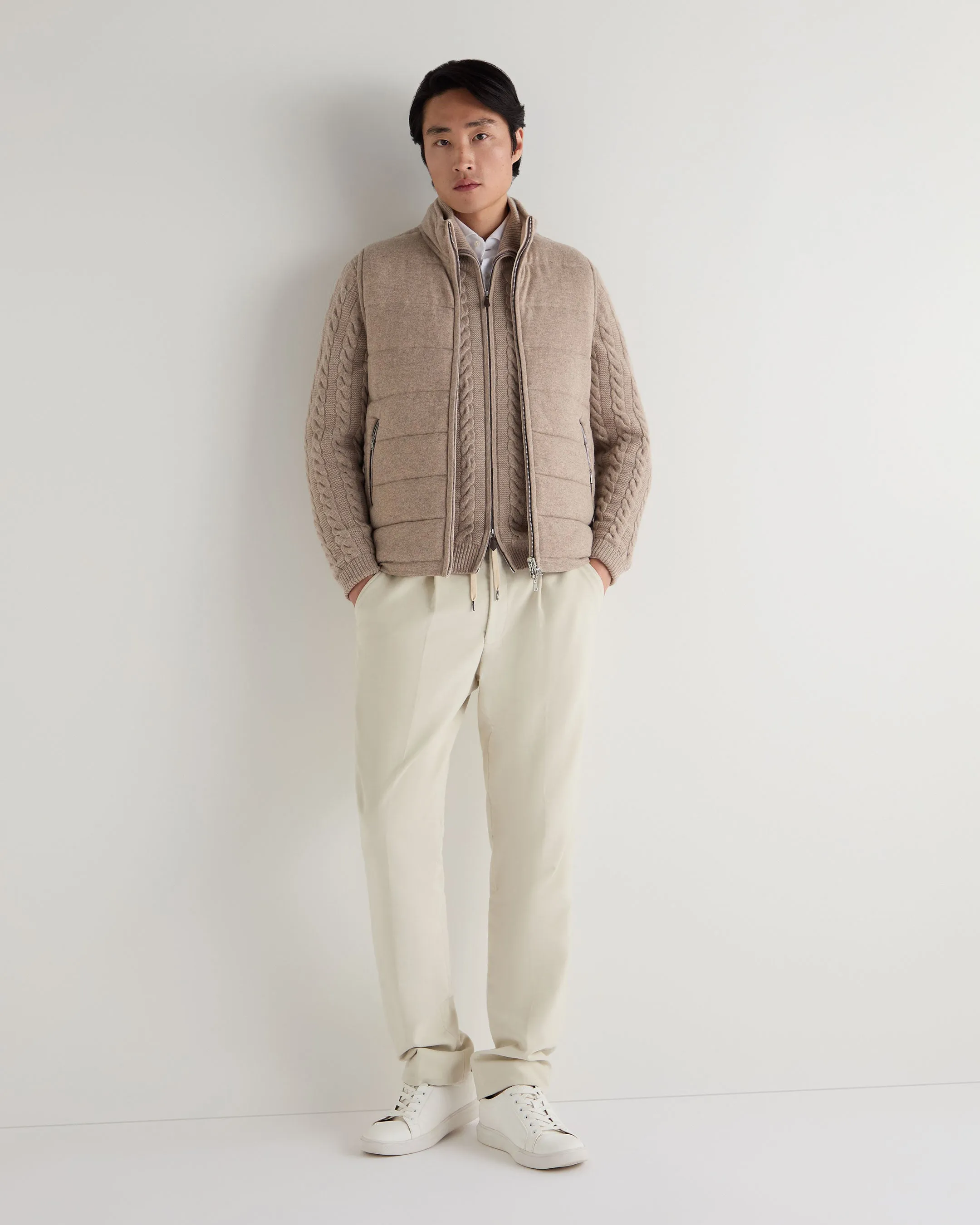Men'S Mall Cashmere Gilet Oatmeal Brown Limited Stock Offer