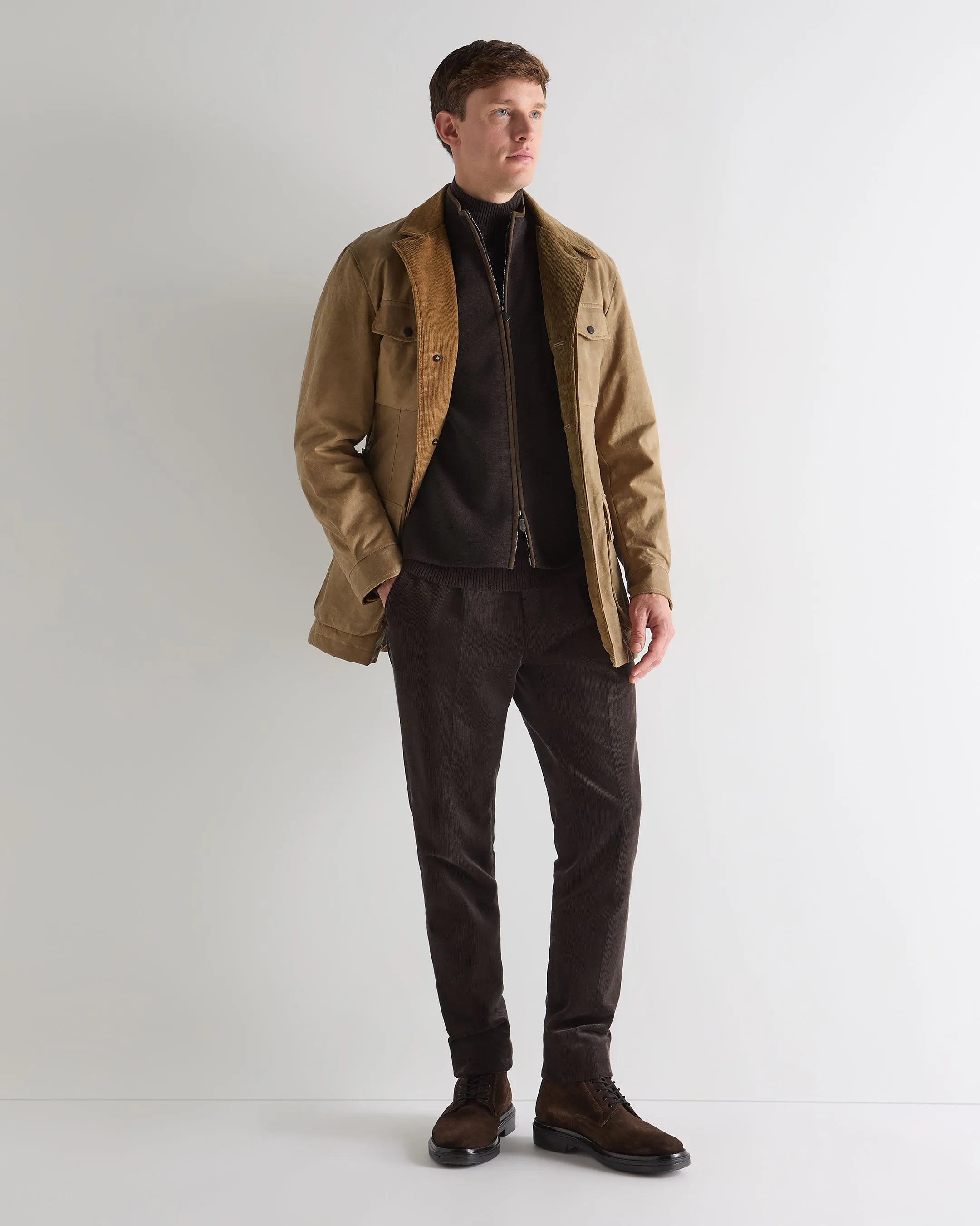 Today Only Steal Mega Online Discount Men'S Shaftesbury Suede Trim Cashmere Gilet Chocolate Brown