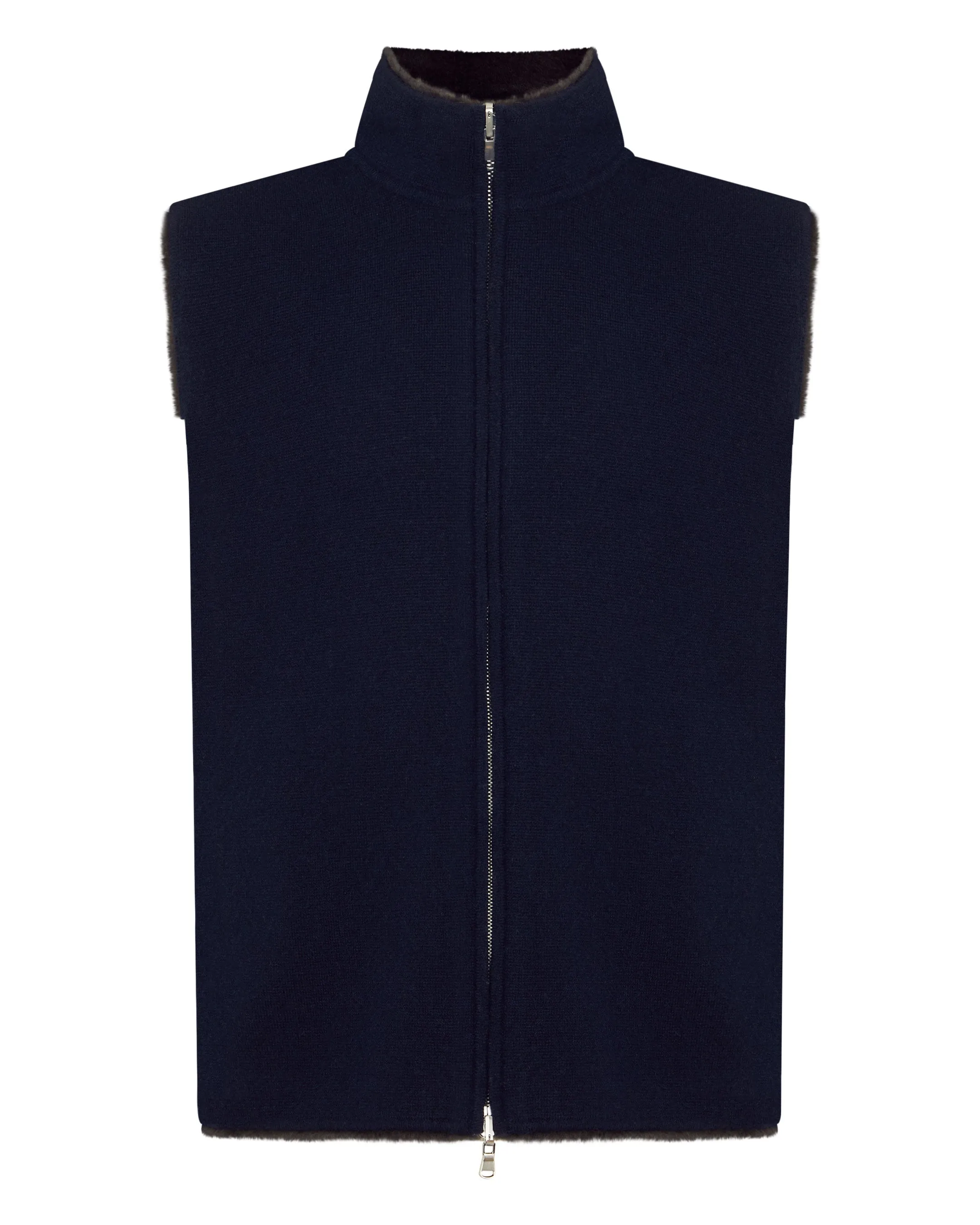 Men'S Shaftsbury Suede Trim Cashmere Gilet Navy Blue Online Exclusive Steal