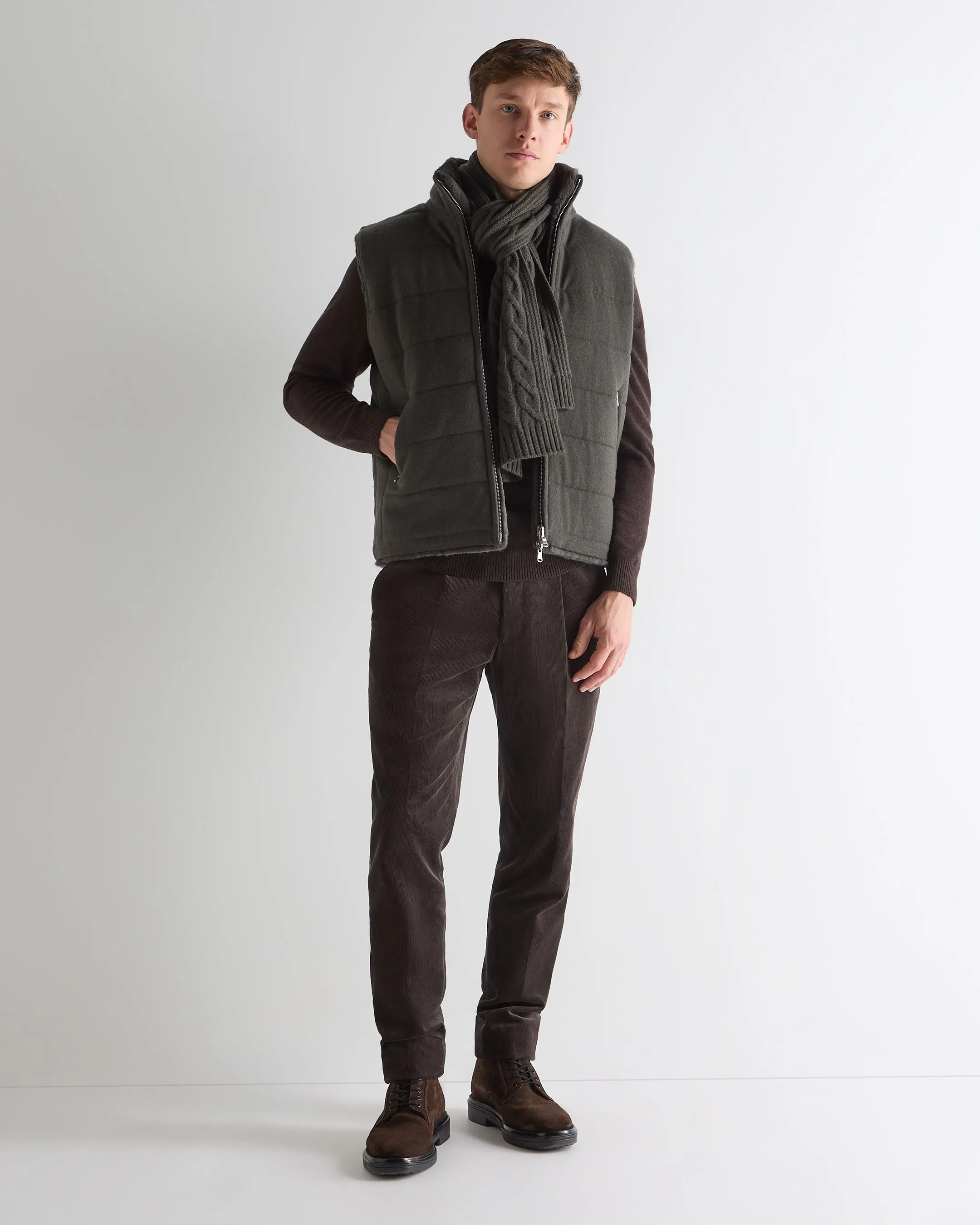 Men'S Vermont Fur Lined Gilet Arabica Khaki Green Dont Miss These Savings