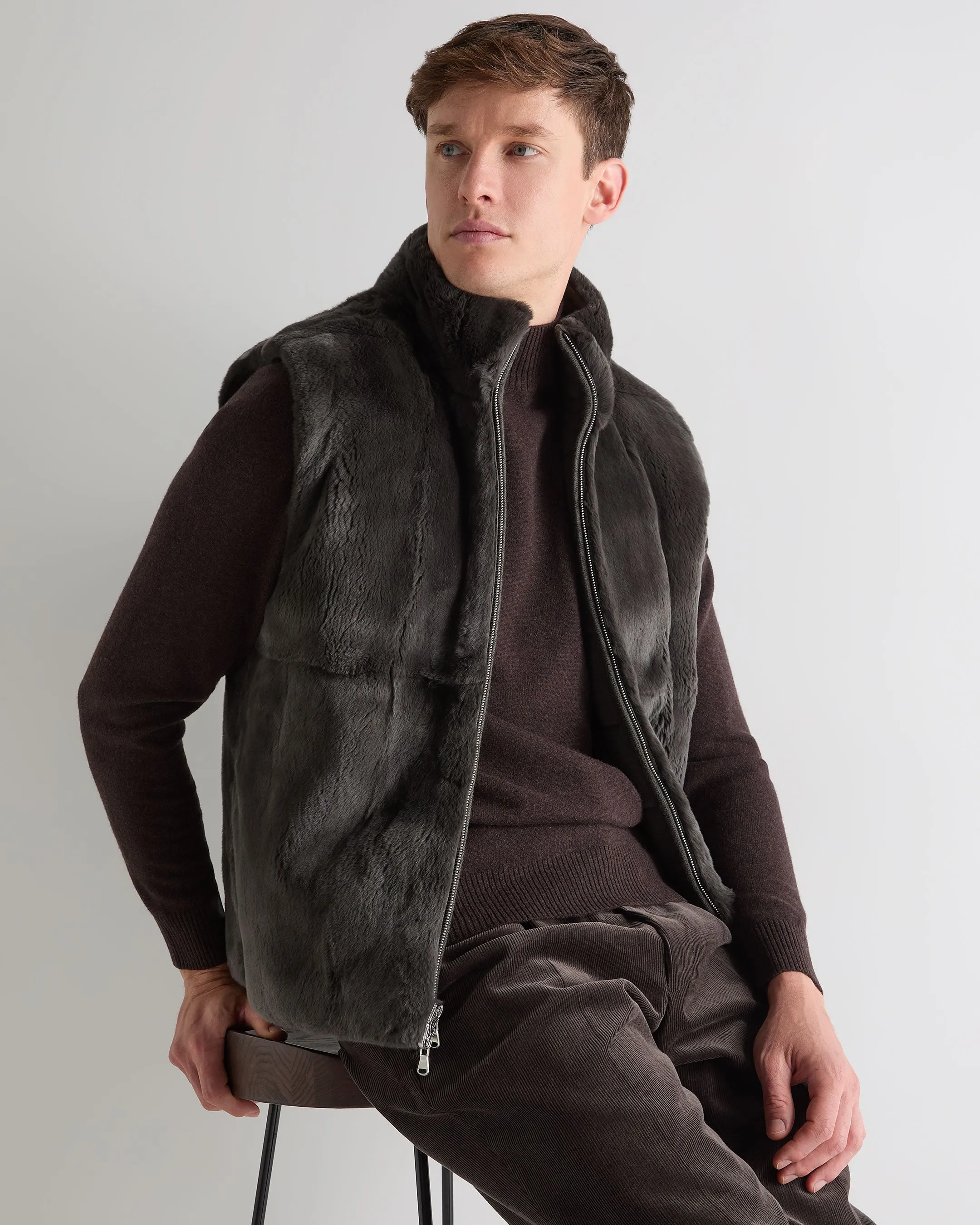 Men'S Vermont Fur Lined Gilet Arabica Khaki Green Big Savings Event