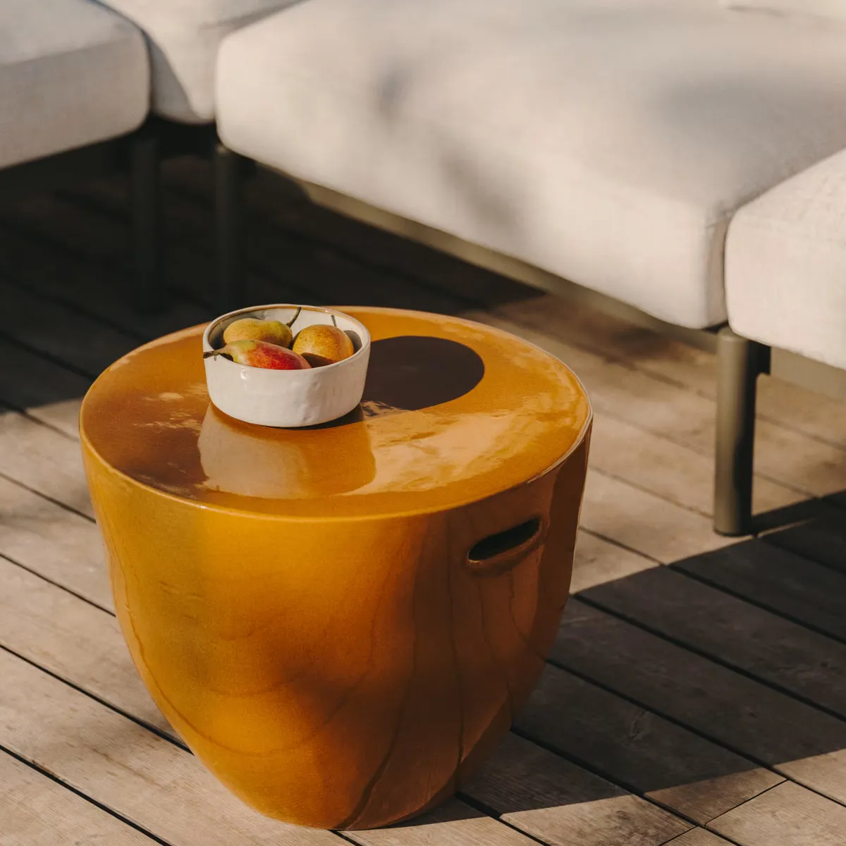 Mesquida Outdoor Side Table (Glazed Mustard, 45cm)