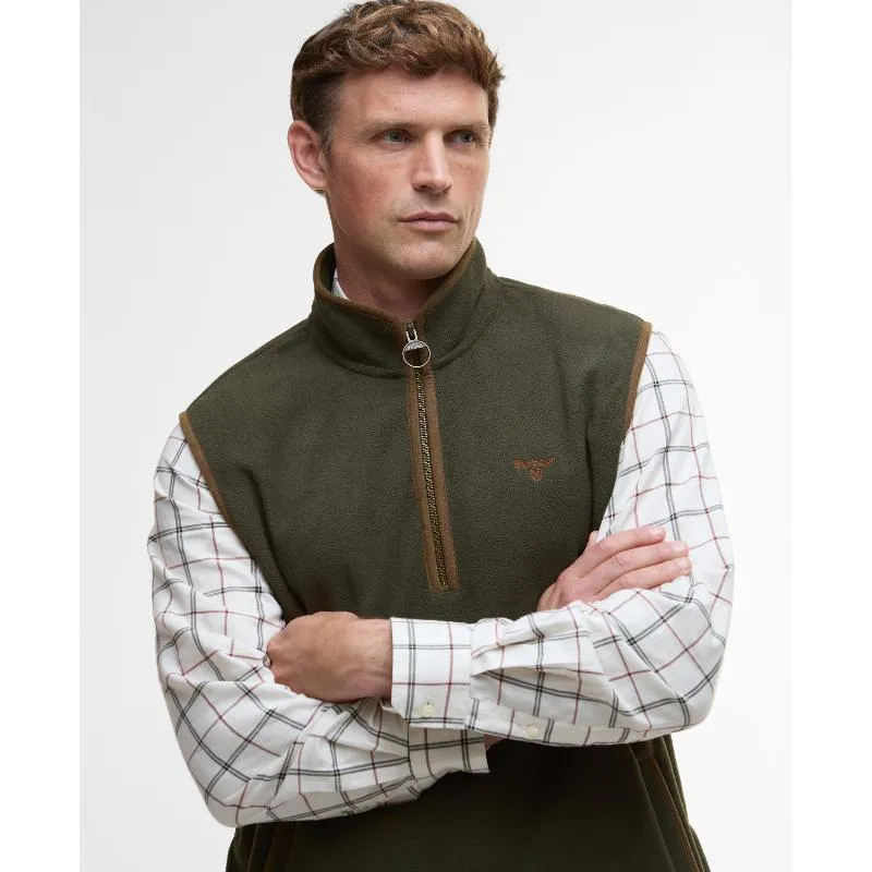 Save Big Today Barbour Harwood Mens 1/4 Zip Fleece Gilet - Olive