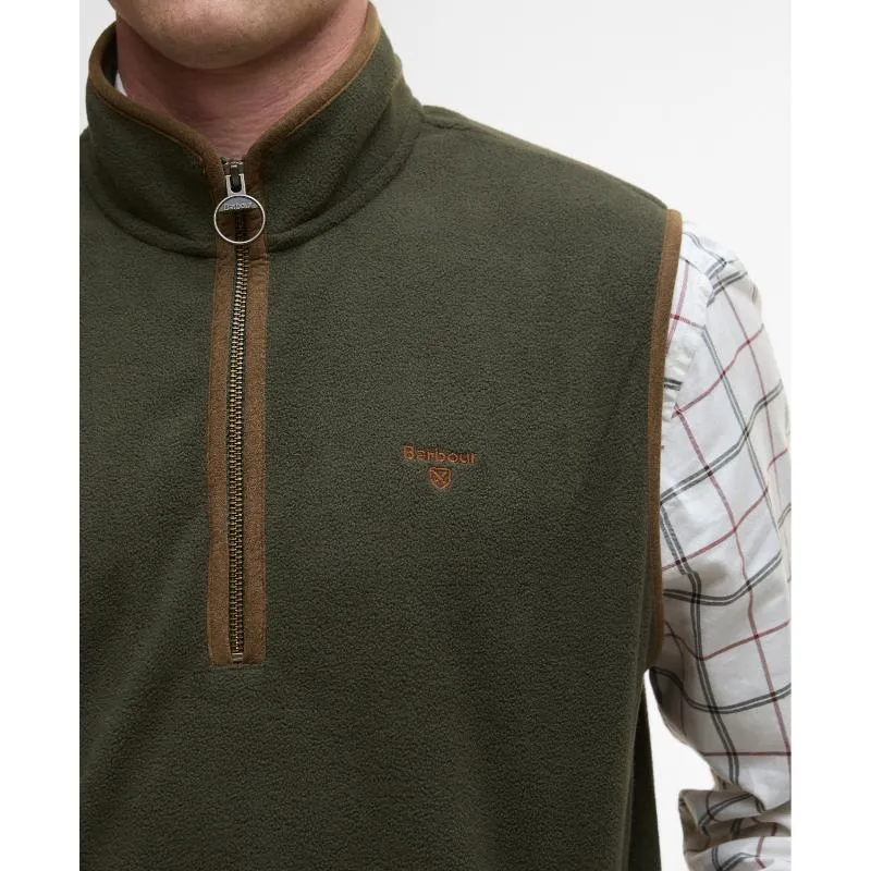 Dont Miss Hot Deals Flash Sale Alert Barbour Harwood Mens 1/4 Zip Fleece Gilet - Olive