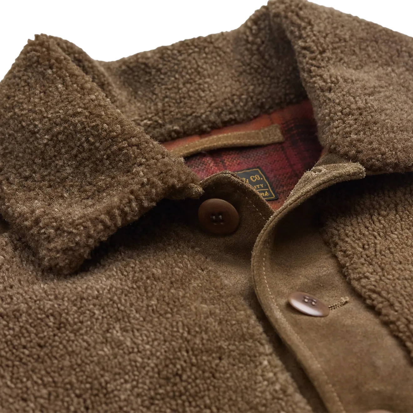 Rrl By Ralph Lauren Shearling-Panelled Roughout Suede Jacket Vintage Brown Clearance Sale