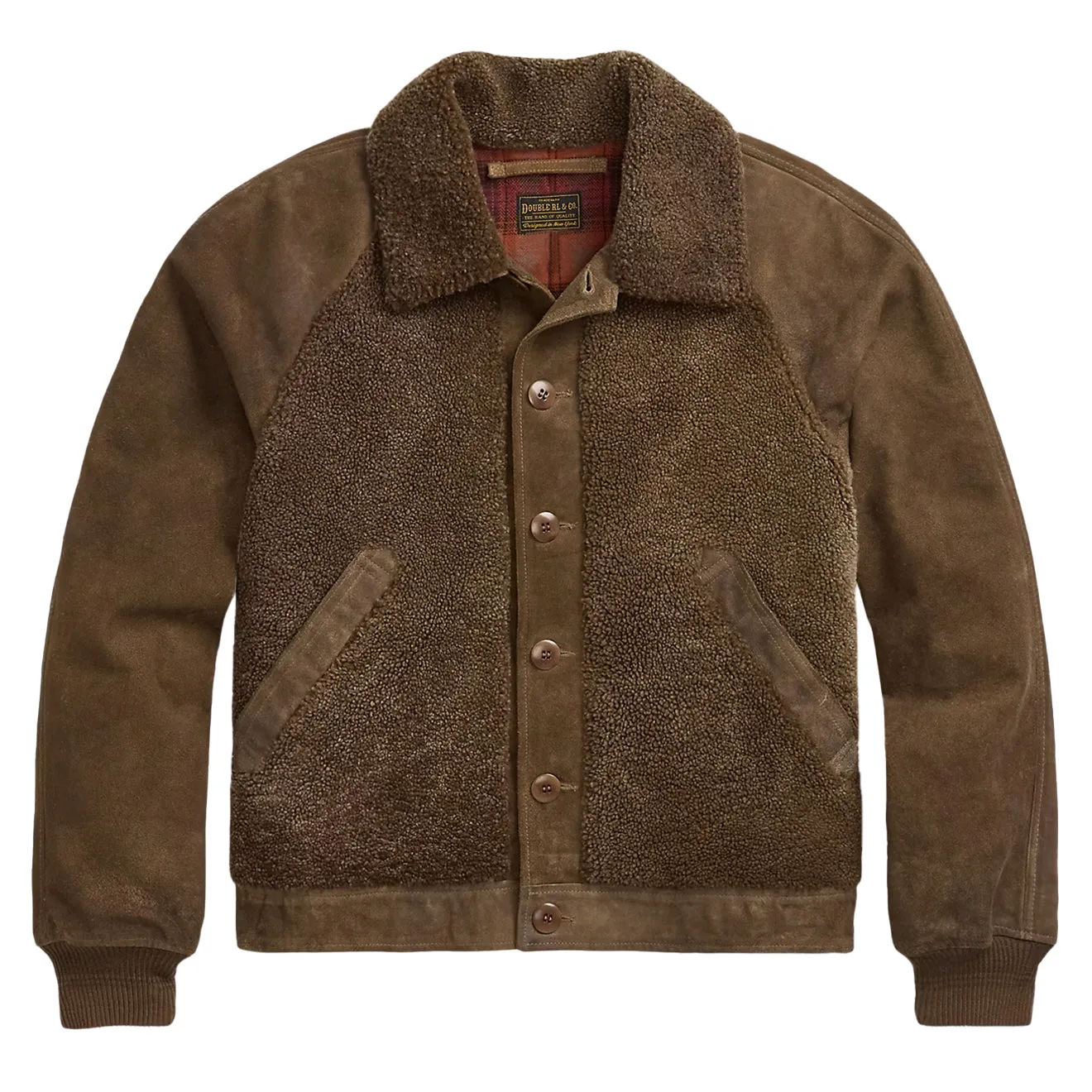 Special Price Offer Limited Stock Offer Rrl By Ralph Lauren Shearling-Panelled Roughout Suede Jacket Vintage Brown