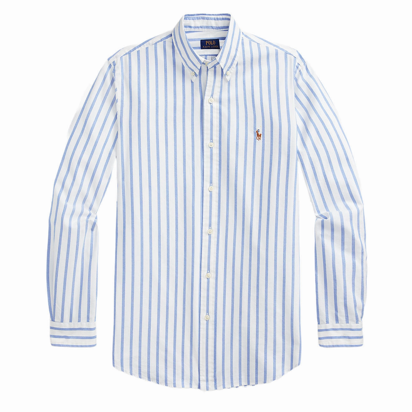 Polo Ralph Lauren Custom Fit Striped Oxford Shirt Blue / White Grab Todays Deal