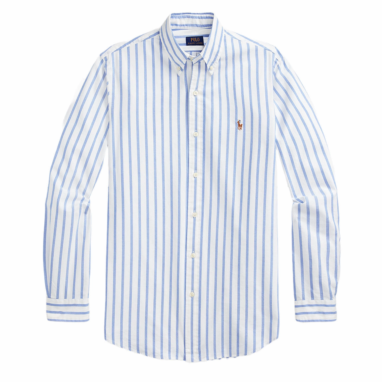 Mega Discount Today Shop Hot Picks Polo Ralph Lauren Custom Fit Striped Oxford Shirt Blue / White