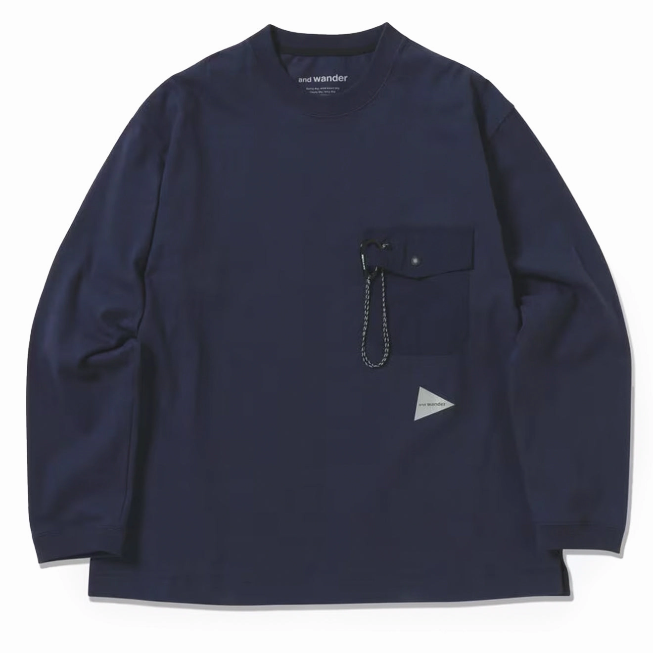 And Wander Heavy Cotton Pocket L/S Tee Navy Exclusive Online Deal