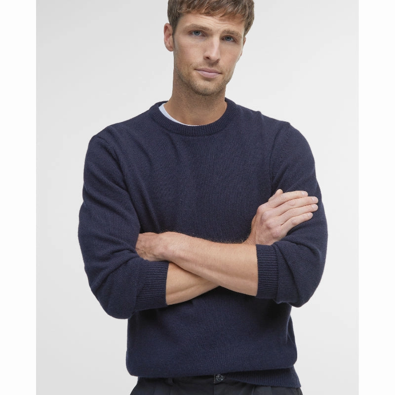 Barbour Nelson Essential Lambswool Crew Neck Mens Jumper - Navy Instant Hot Deal MustHave Deals