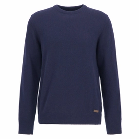 Barbour Nelson Essential Lambswool Crew Neck Mens Jumper - Navy Hot Price Drop Clearance Steal Today