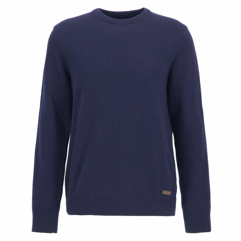 Barbour Nelson Essential Lambswool Crew Neck Mens Jumper - Navy Hot Price Drop Clearance Steal Today