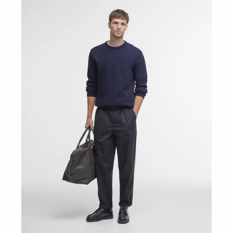 Barbour Nelson Essential Lambswool Crew Neck Mens Jumper - Navy Special Deals Online Best Deal Today