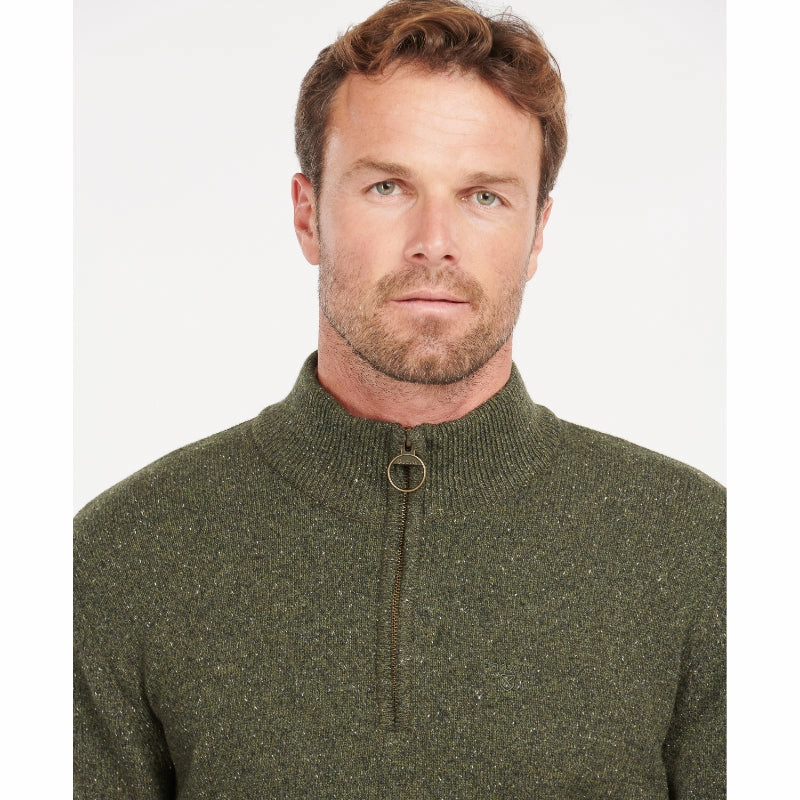 Barbour Tisbury Lambswool 1/4 Zip Mens Jumper - Dark Seaweed Surprise Discount Today