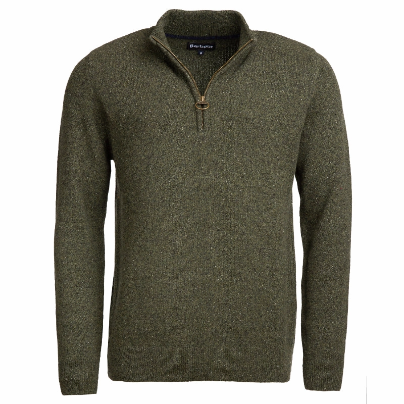 Barbour Tisbury Lambswool 1/4 Zip Mens Jumper - Dark Seaweed Dont Wait Save Today