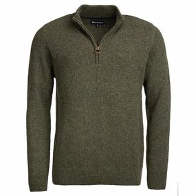Barbour Tisbury Lambswool 1/4 Zip Mens Jumper - Dark Seaweed Dont Wait Save Today