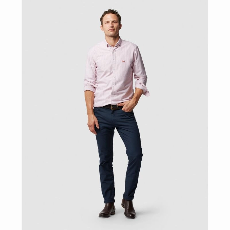 Rodd & Gunn Gunn Oxford Stripe Mens Sports Fit Shirt - Port Limited Stock Hot Deal Trendy Picks Today