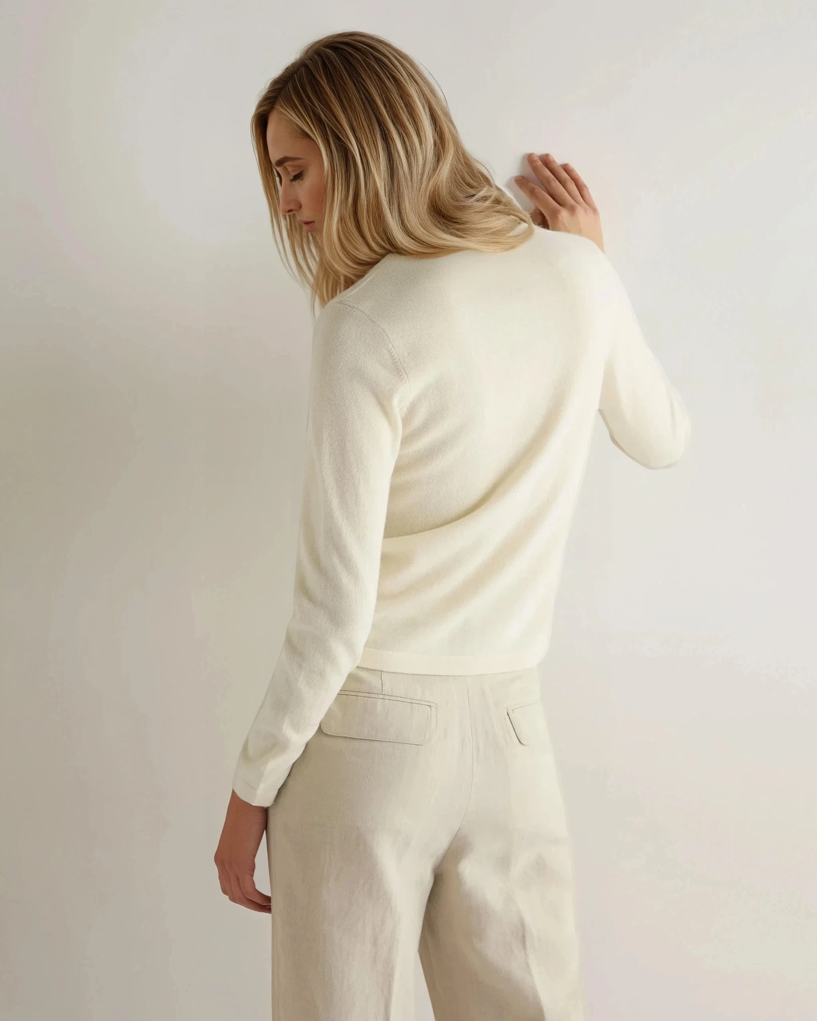 Today Only Discount MustShop Sale Women'S Hallie Round Neck Cashmere Cardigan New Ivory White