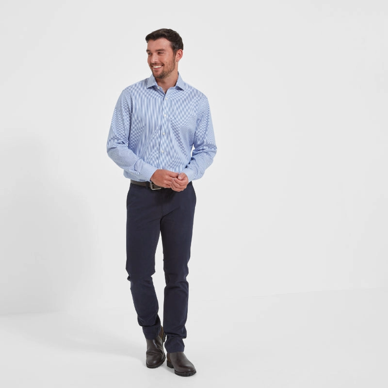 Schoffel Greenwich Single Cuff Tailored Fit Mens Shirt - Navy Stripe Price Drop Alert