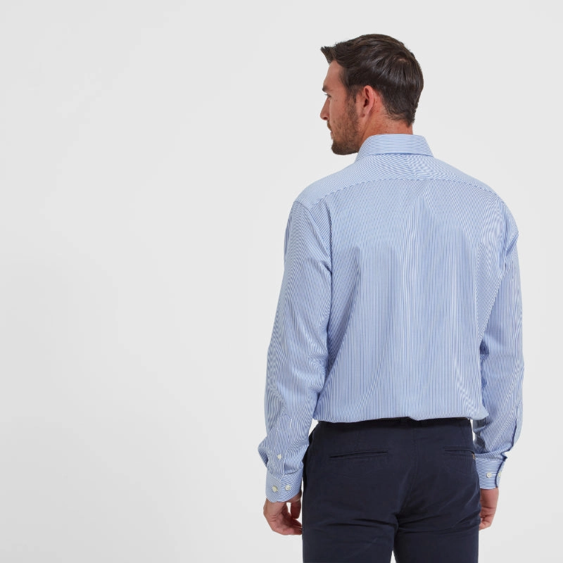 Schoffel Greenwich Single Cuff Tailored Fit Mens Shirt - Navy Stripe Clearance Savings Now Today Only Offer