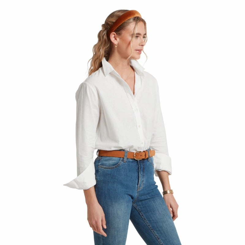 Trending Today Steal Schoffel Salthouse Ladies Linen Shirt  - White
