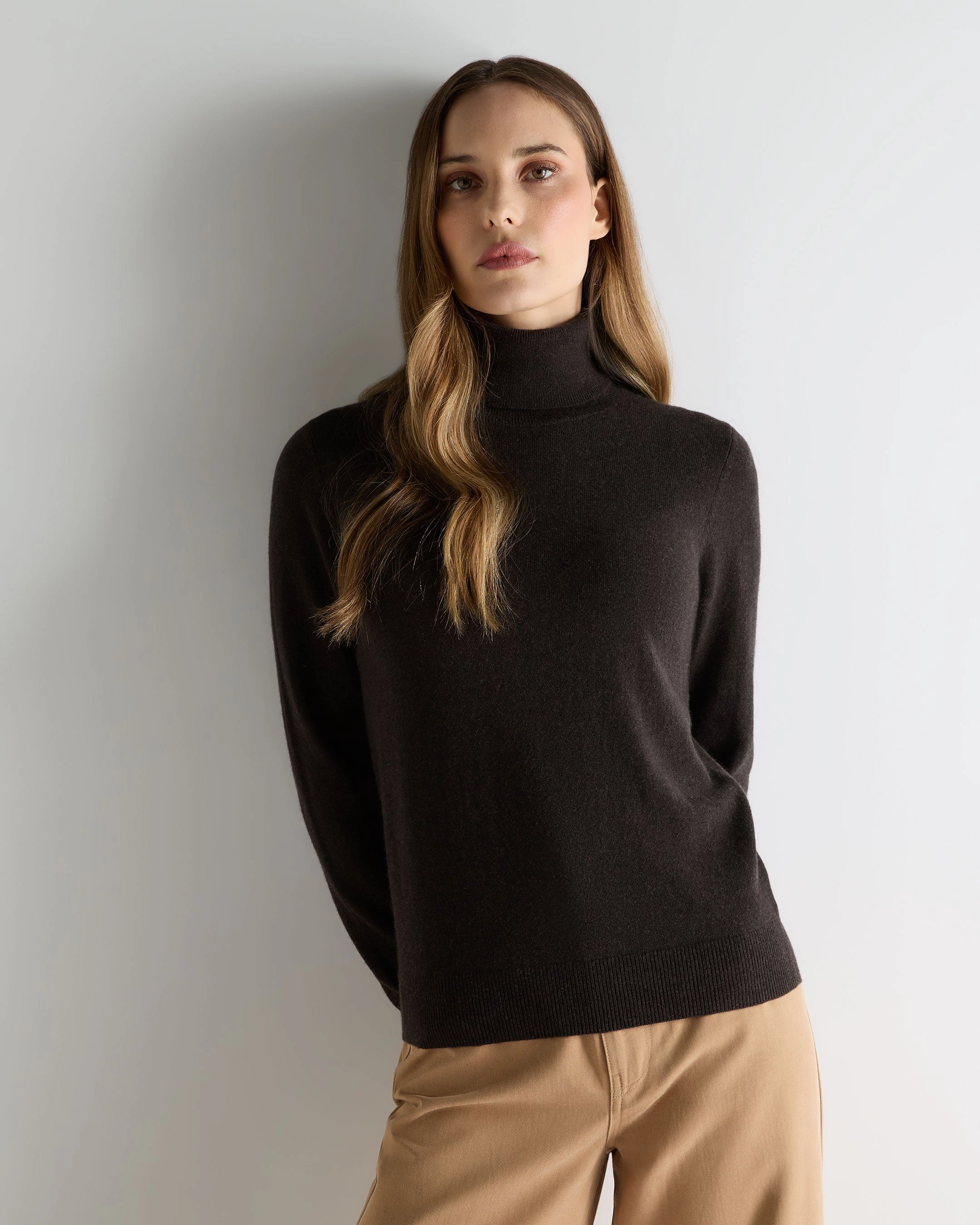Women'S Luna Roll Neck Cashmere Jumper Chocolate Brown Special Price Today Hot Deal Alert
