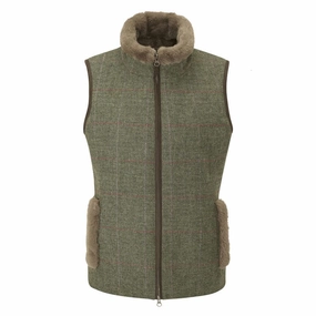Limited Offer Alert Alan Paine Combrook Tweed Ladies Gilet - Heath