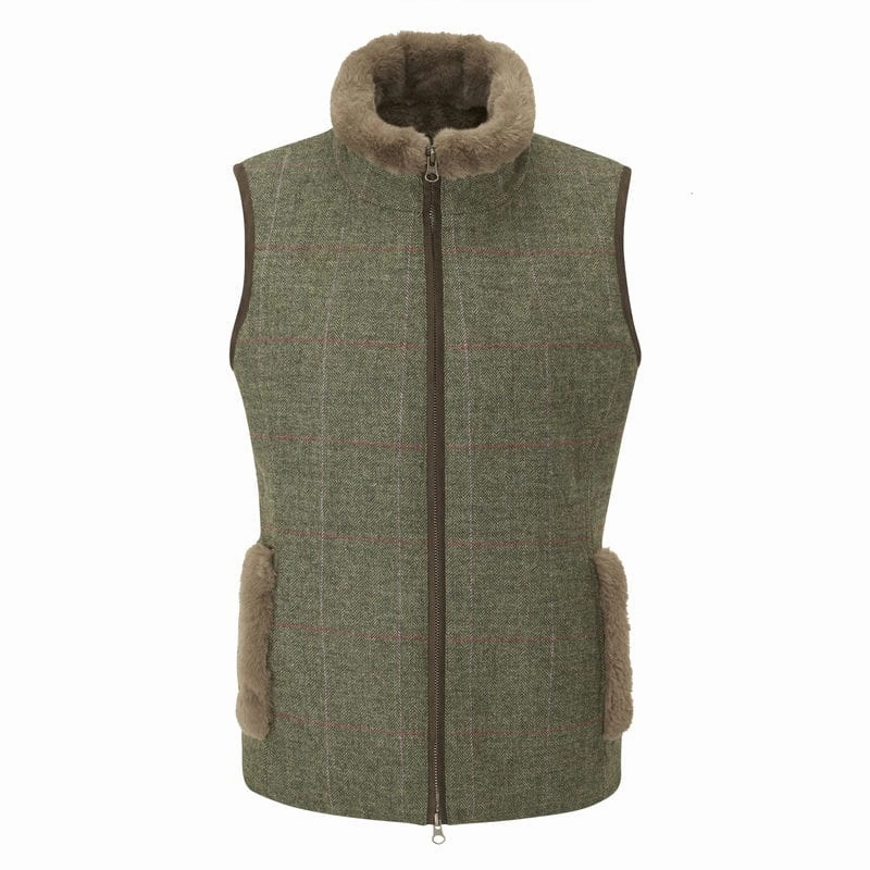 Limited Offer Alert Alan Paine Combrook Tweed Ladies Gilet - Heath