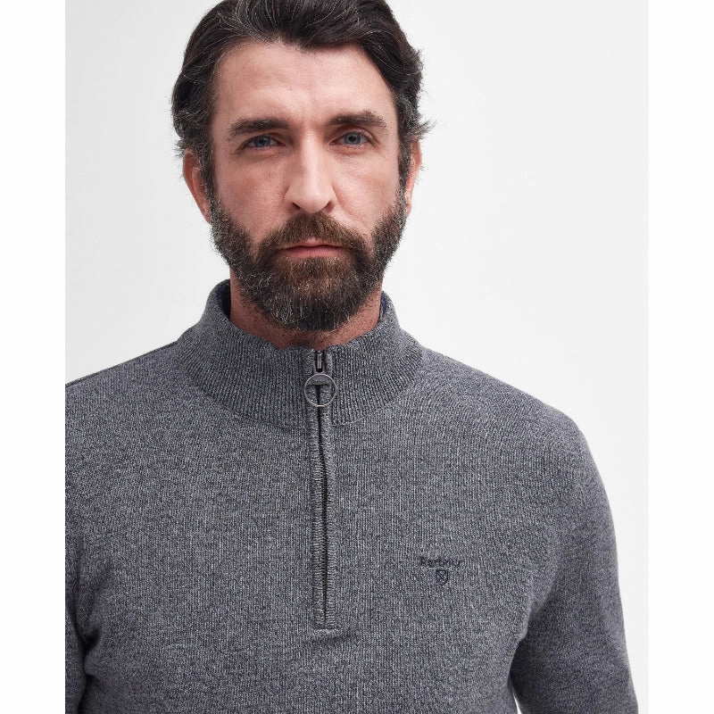 Grab Your Deal Today Save Today Only Barbour Firle Cotton Cashmere Mens 1/4 Zip Jumper - Grey Marl