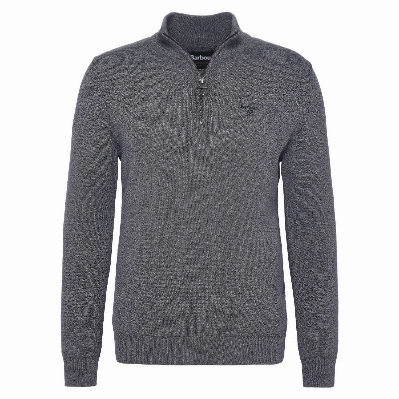 Barbour Firle Cotton Cashmere Mens 1/4 Zip Jumper - Grey Marl Sweet Deal Today Shop Grab Offer