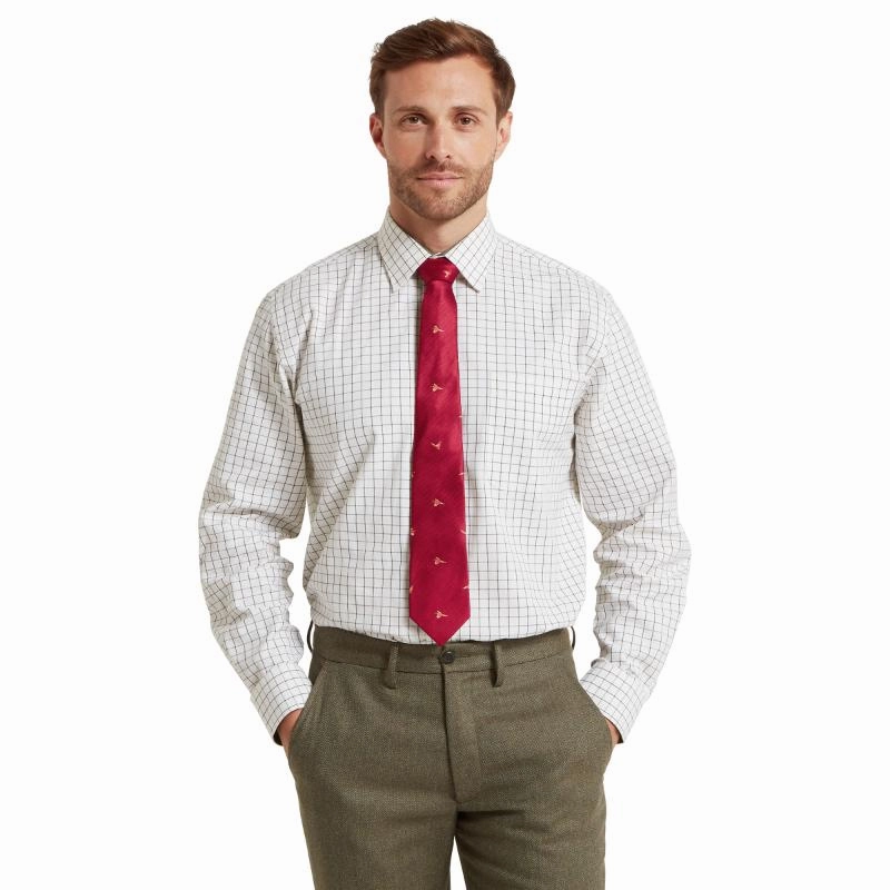 Clearance Sale Now Shop Smart Deals Schoffel Burnham Tattersall Classic Mens Shirt - Dark Olive Tattersall