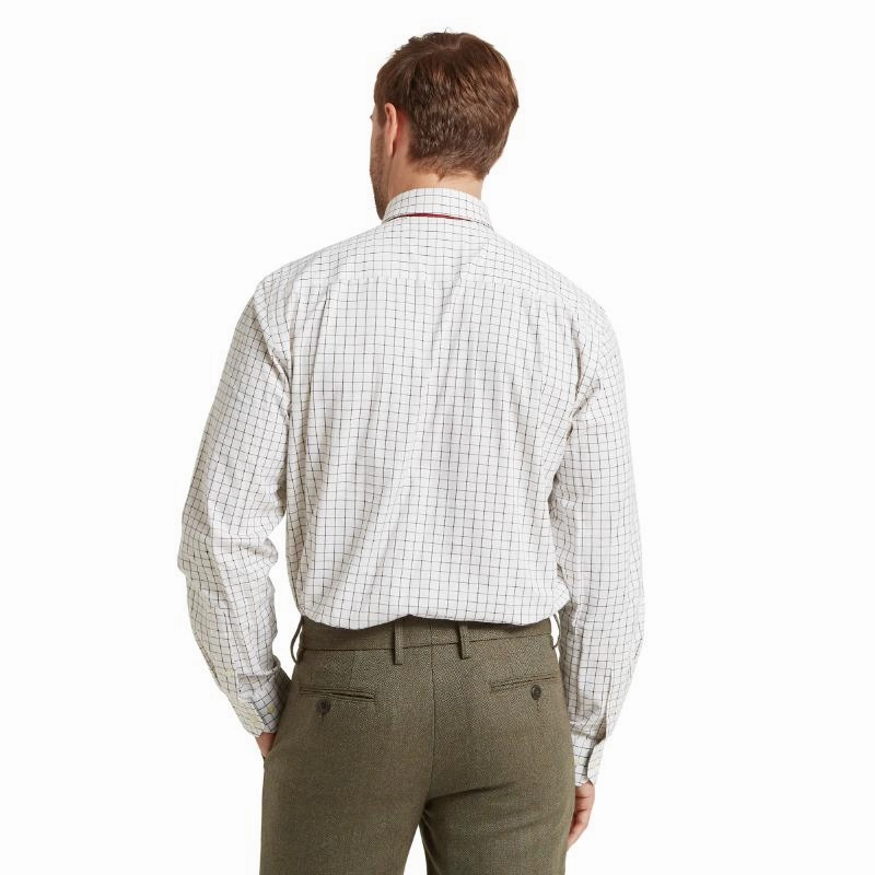 Price Drop Alert Schoffel Burnham Tattersall Classic Mens Shirt - Dark Olive Tattersall