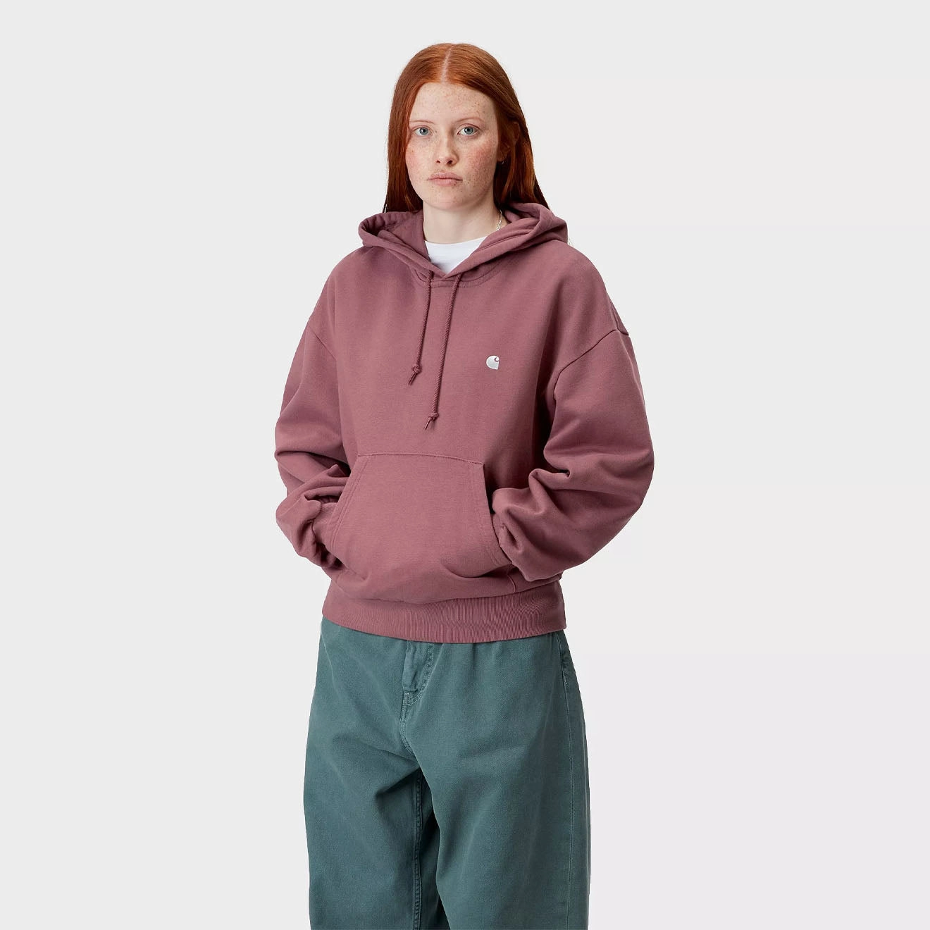 Limited Edition Offer Carhartt Wip Womens Hooded Casey Sweatshirt Dusky Pink / Silver