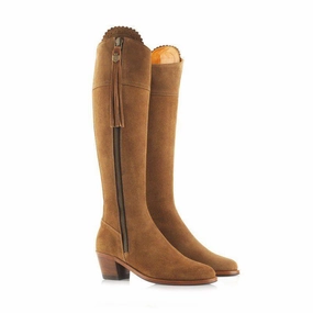 Unmissable Deal Today Fairfax & Favor Heeled Regina Ladies Suede Boot - Tan