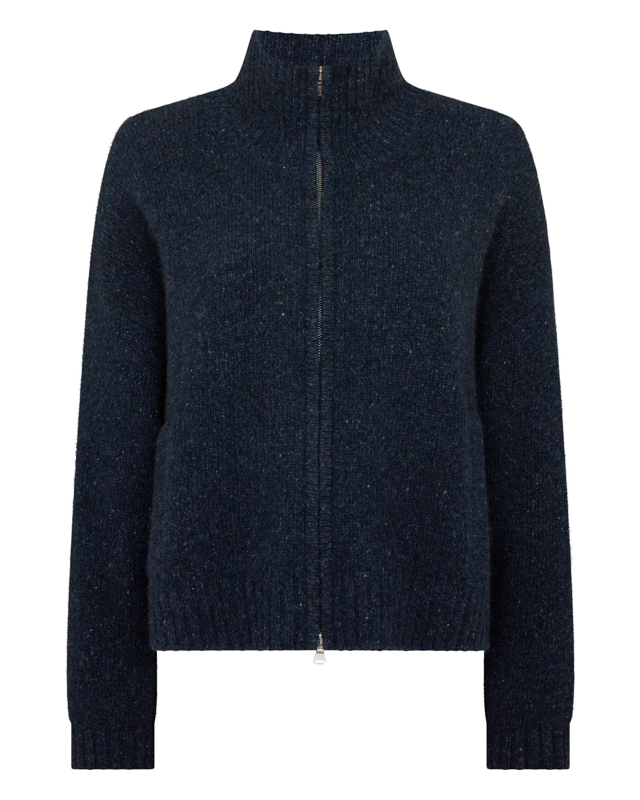 Women'S Marl Zip Through Cashmere Jacket Atlantic Blue Melange Limited Time Offer Flash Sale Alert
