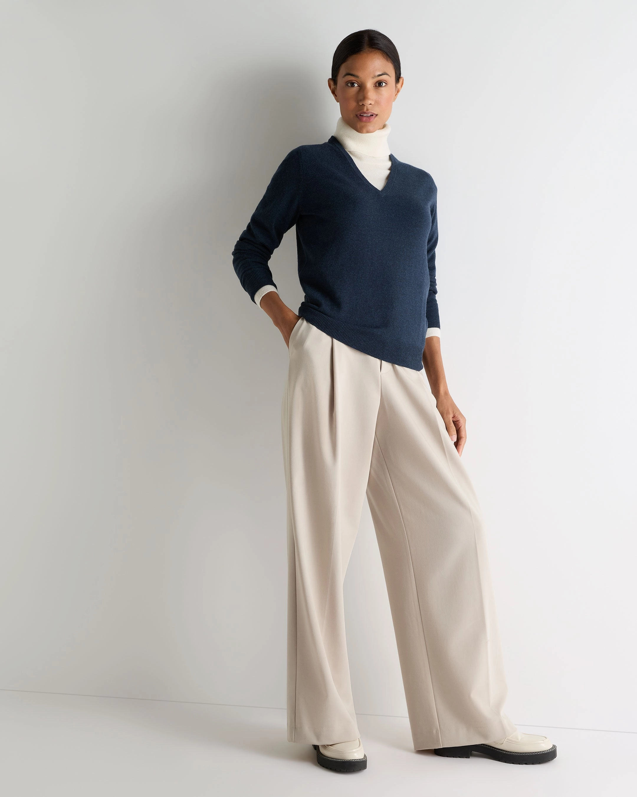 Women'S Phoebe V Neck Cashmere Jumper Indigo Blue Flash Sale Now