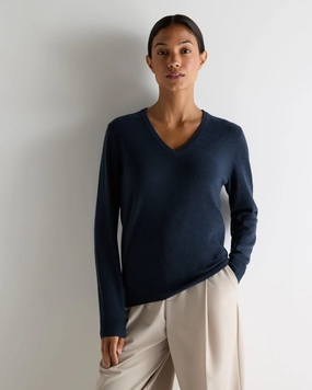 Women'S Phoebe V Neck Cashmere Jumper Indigo Blue Big Hot Sale Flash Sale Alert