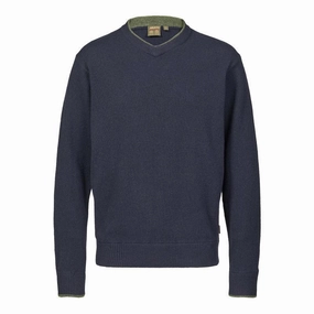 Musto Country V-Neck Mens Lambswool Jumper - Navy Unmissable Deal Today