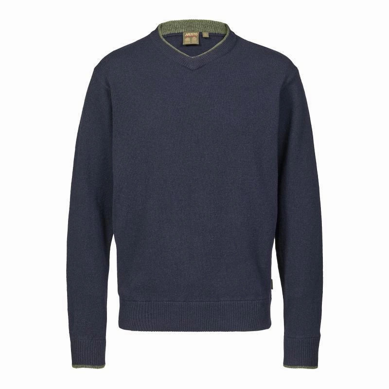 MustShop Sale Musto Country V-Neck Mens Lambswool Jumper - Navy